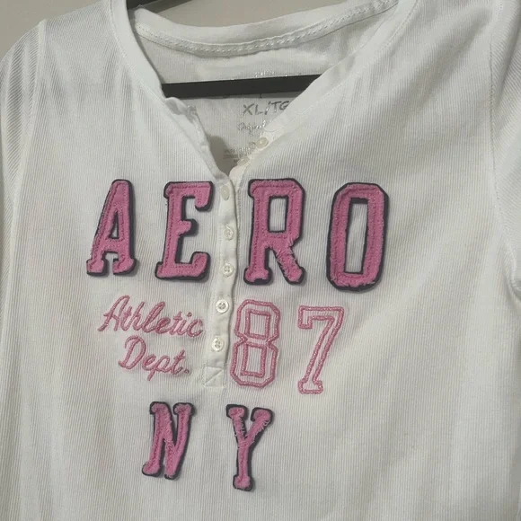 Y2K Aeropostale White Long Sleeve Shirt - Picture 3 of 6